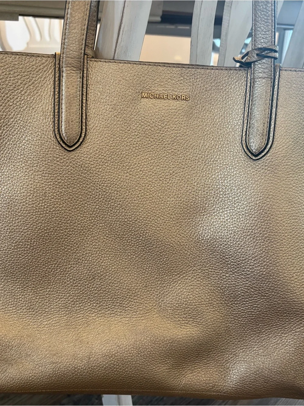 Michael Kors Metallic Gold Pebbled Leather Tote - Picture 2 of 7